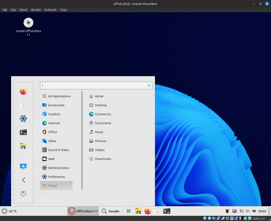 Ufficio Zero 11 desktop Linux Mint alapokon